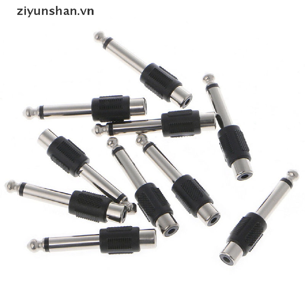 Set 10 Đầu Nối Âm Thanh RCA Female Sang 6.35mm 1 / 4 &quot;Male Mono