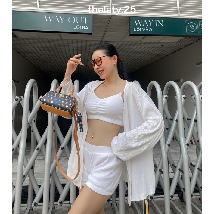 Set 3 Món Áo Croptop + Short + Cdg | 𝐭𝐡𝐞𝐥𝐞𝐭𝐲