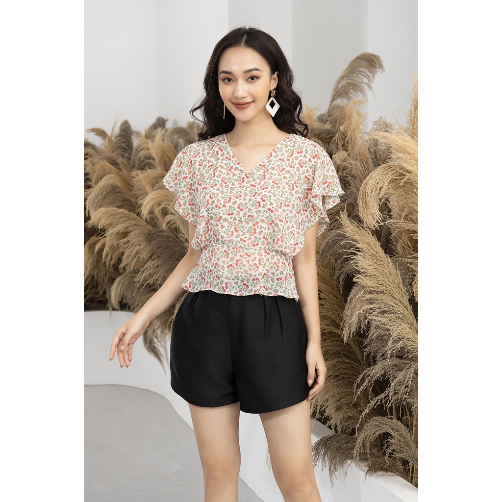 Áo sơ mi nữ công sở họa tiết cao cấp LUPERI LFSM1160 cách điệu tay cánh rơi trẻ trung, hiện đại, dễ mix đồ