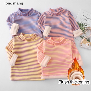 long Children s Striped Sweatshirt Long Sleeved Thickened Turtleneck Bottoming Sh thumbnail