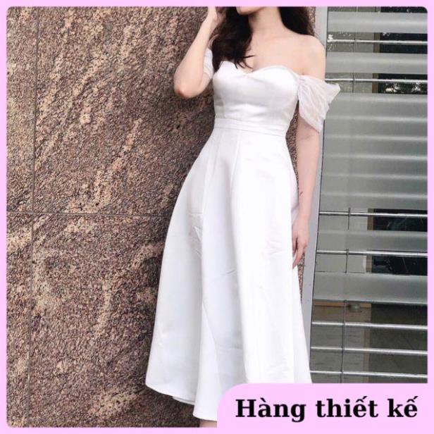 ( Hàng cao cấp ) Đầm dự tiệc cúp ngực trễ vai dáng dài sang chảnh