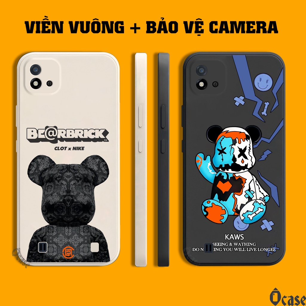 Ốp lưng Realme C20 / C20A / C11 2021 in hình gấu  cạnh viền vuông có bảo vệ camera