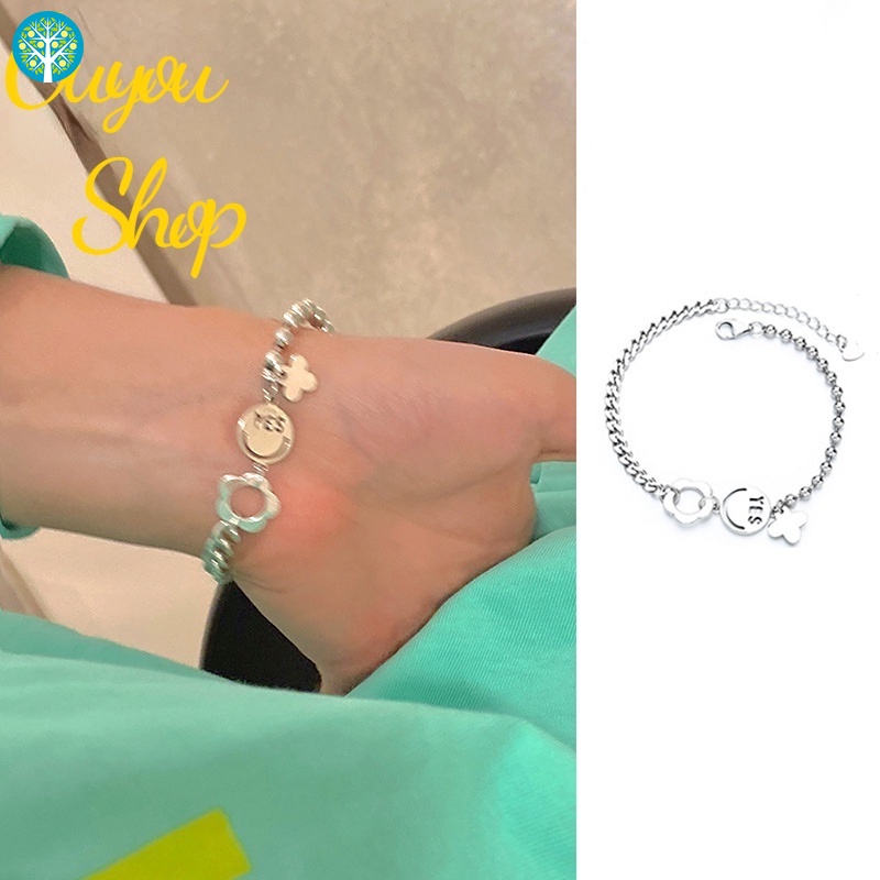 Vòng Tay Hình Cỏ Bốn Lá Mặt Cười Thời Trang Hàn Quốc Cho Nữ