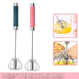 New Semi-Auto Eggs Whisk Stainless Steel Egg Beaters Rotary Whisk Blender Hand