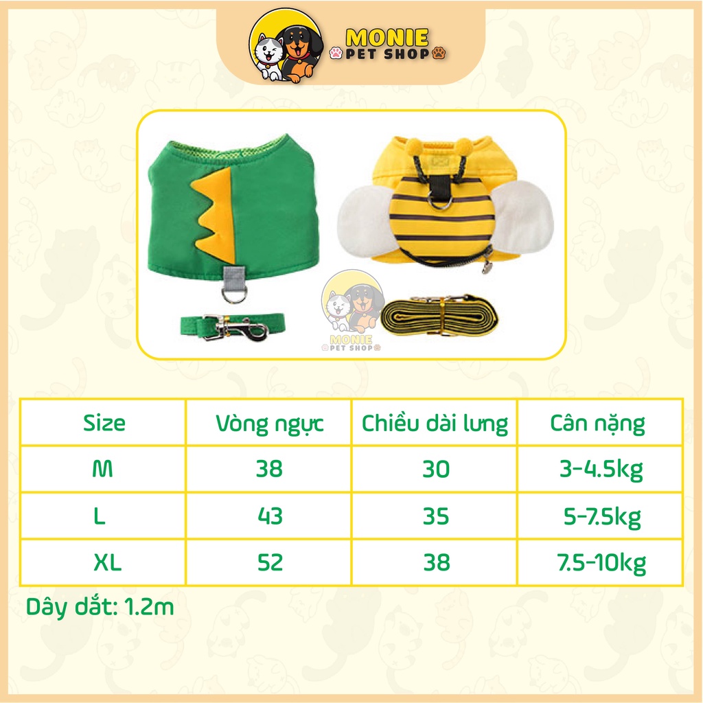 [Hỏa tốc] Dây yếm dắt chó mèo, thú cưng đi dạo phong cách dễ thương