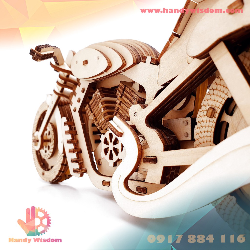 Mô hình gỗ chuyển động - Xe môtô