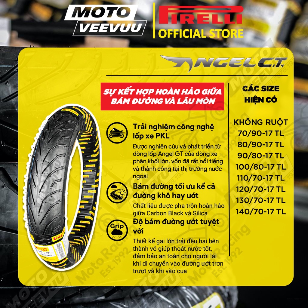 Vỏ lốp xe máy PIRELLI 130/70-17 TL Angel City (Lốp không ruột)