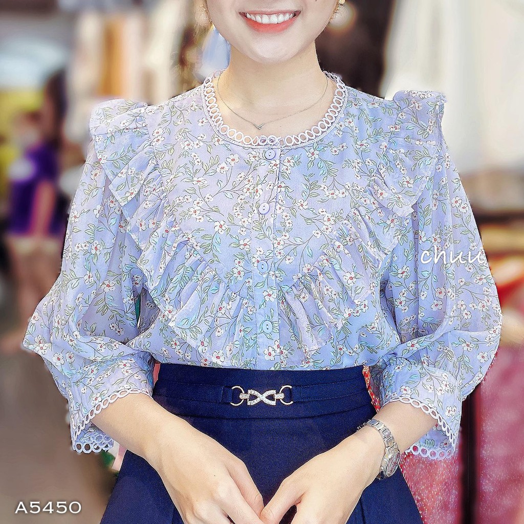 [ Mã WASTRUN4 giảm 10% tối đa 30K đơn 99K] Áo Sơ Mi Trắng Ngực Bèo V Cổ Viền Tròn CHUU A5450 | BigBuy360 - bigbuy360.vn