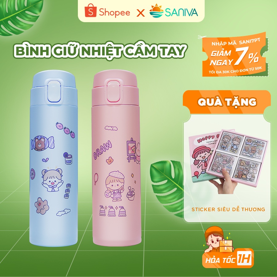 Bình Giữ Nhiệt Inox 304 Dung Tích 450ml, Chống Gỉ, Giữ Nhiệt Tốt Lên Đến 6 Tiếng