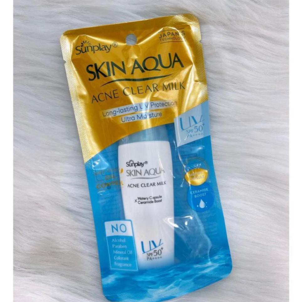 Kem chống nắng dưỡng da ngừa mụn Sunplay Skin Aqua Acne Clear Milk SPF50+, PA++++ [giá sỉ] [100% chính hãng]