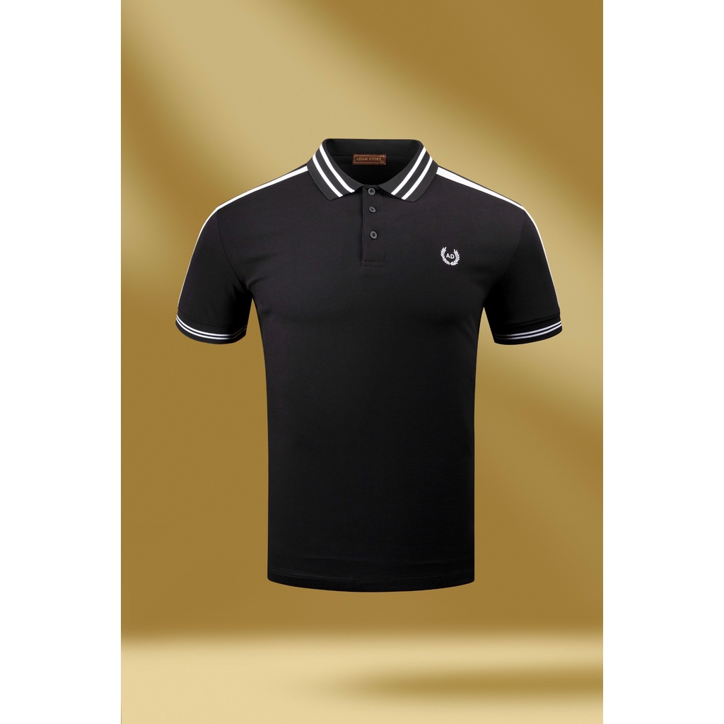 ÁO POLO NAM ADAM STORE ĐEN MIX VIỀN TRẮNG AP102D
