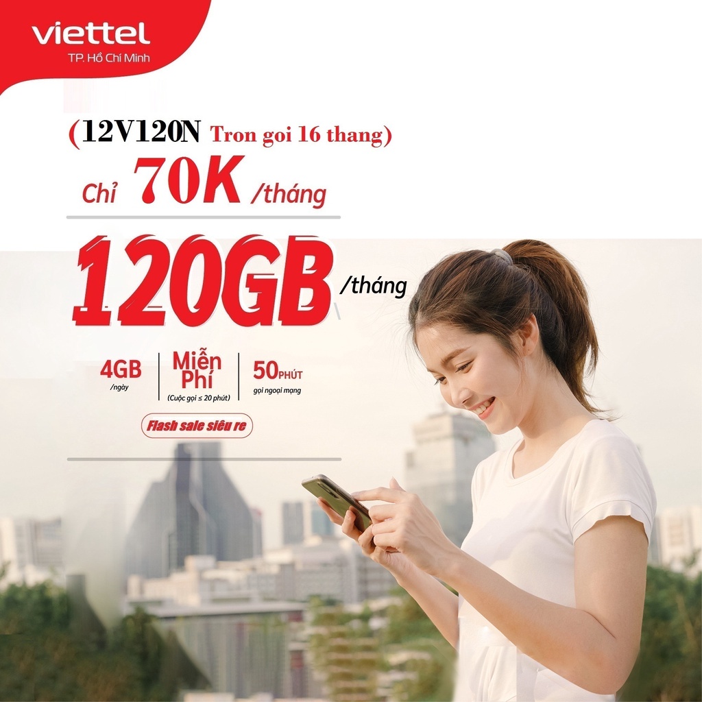 Sim 4g 1 năm viettel v120n giá rẻ 4gb data 1 ngày gọi viettel miễn phí 50p gọi ngoại mạng hàng tháng