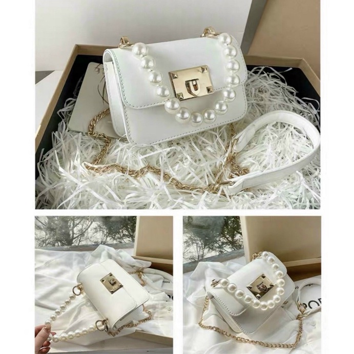 Túi mini đeo chéo nữ thời trang quai ngọc da trơn siêu xinh rẻ đẹp