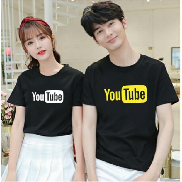 Áo phông tay lỡ unisex basic tee Youtube Áo thun oversize Unisex nam nữ form rộng kiểu dáng Hàn quốc New ་