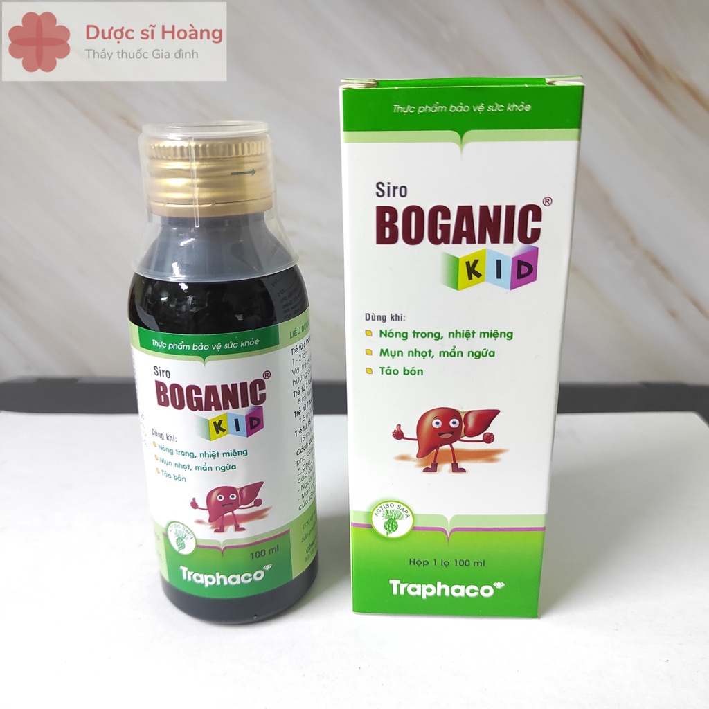 Siro Boganic Kid Traphaco - Hỗ Trợ Nóng Trong, Nhiệt Miệng,Mẩn Ngứa, Mụn Nhọt, Táo Bón Mát Gan,Thanh Nhiệt