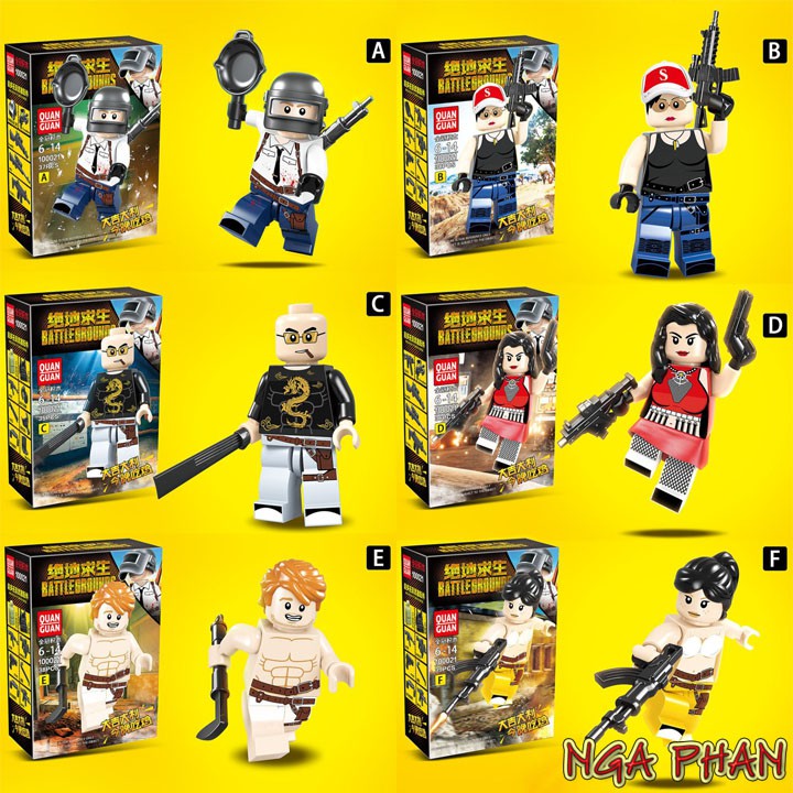 Bộ 6 Nhân Vật Game PUBG Bữa Tiệc Gà Quay Kèm Gà Quay Siêu Ngon Lego Quan Guan Đồ Chơi Lắp Ráp Xếp Hình