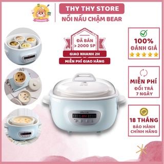Nồi Nấu Chậm,Nấu Cháo Ăn Dặm, Hầm, Hấp Cách Thủy 4 In 1 Cho Bé Và Gia Đình Bear SUBE003-Dung Tích 0.8L-1L- 1.6L - 2.5L