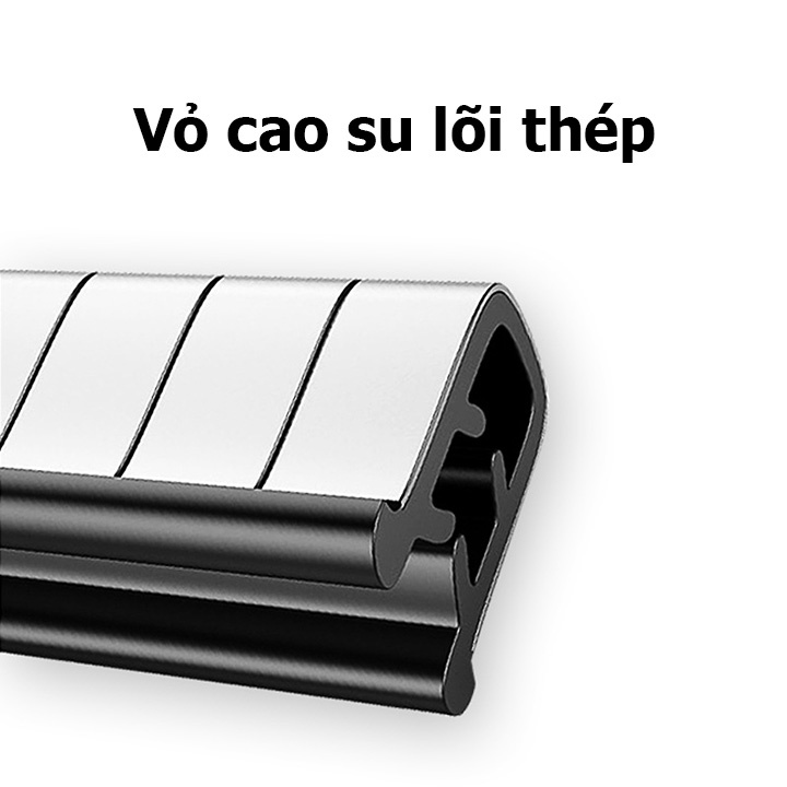 Nẹp viền cửa ô tô chữ U cuộn 5 mét, chất liệu cao su lõi thép, chống ồn, chống va đập