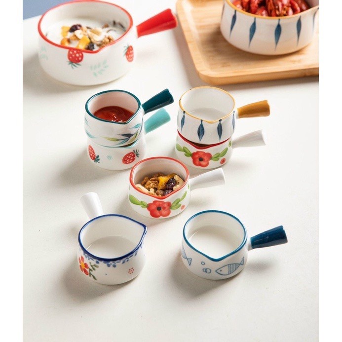 Bát gáo đáy bằng họa tiết bằng sứ 50ml