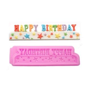 Khuôn Silicon Chữ Happy Birthday Ngôi Sao kích thước 3cm*16cm đổ thạch rau câu, Khuôn nến