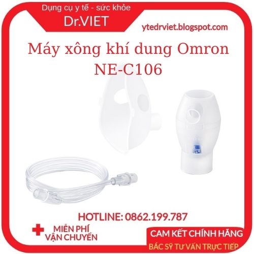 Máy xông khí dung Omron NE-C106 10ml nhỏ gọn, dễ thao tác - Thích hợp xông tại nhà các bệnh về đường hô hấp-DrViet