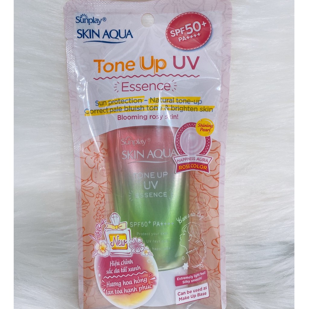 Tinh chất chống nắng nâng tông dành cho da khô/thường Sunplay Skin Aqua Tone Up UV Essence Happiness Aura (Rose)50g