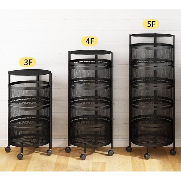 KỆ SẮT GIỎ TRÒN XOAY 360 ĐỘ ĐỰNG ĐỒ NHÀ BẾP ĐA NĂNG CÓ BÁNH XE DI CHUYỂN