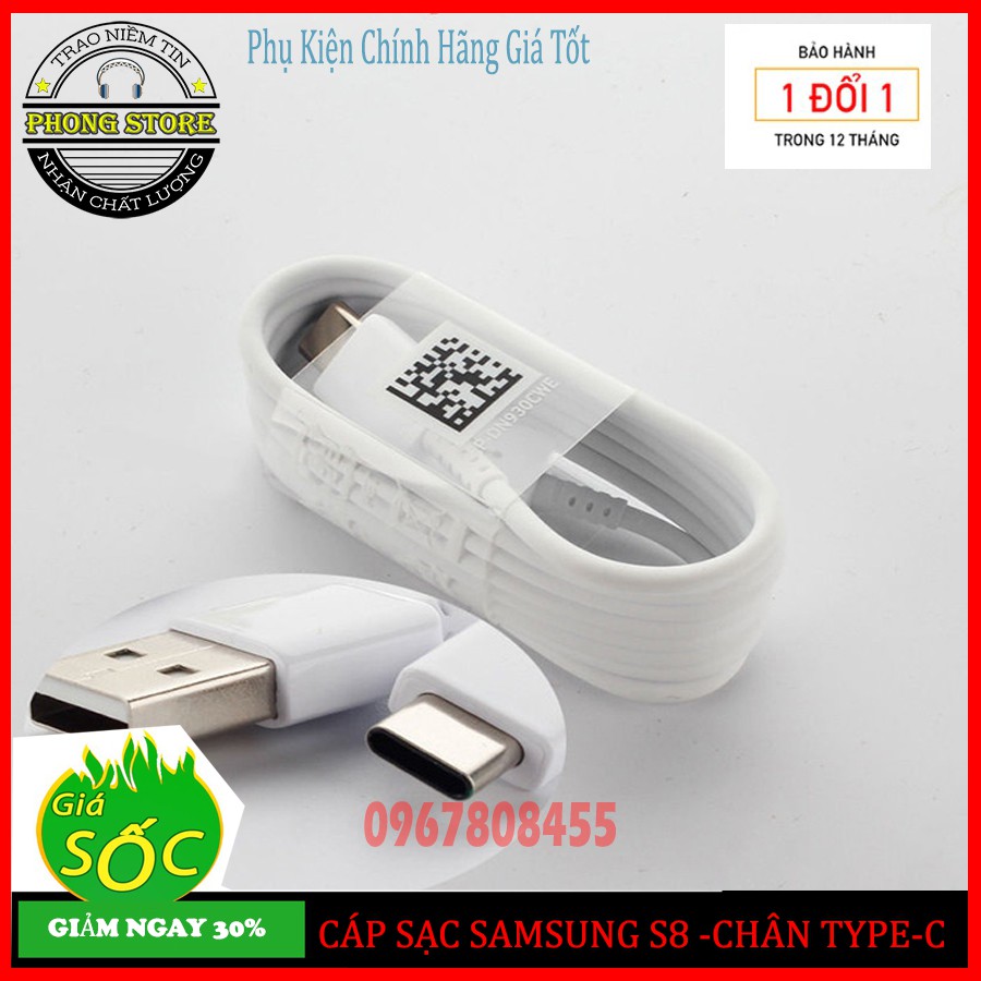Dây cáp sạc nhanh type c Galaxy s8 / s8 Plus/ S9 / S10 bảo hành 12 Tháng, Phong store
