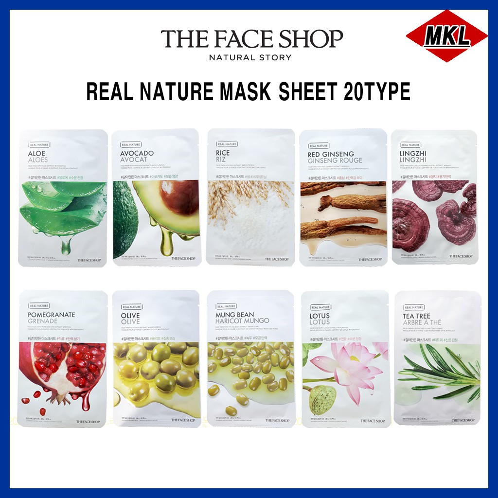 [Hàng mới về] Mặt Nạ Tự Nhiên The Face Shop 20 Loại Tùy Chọn