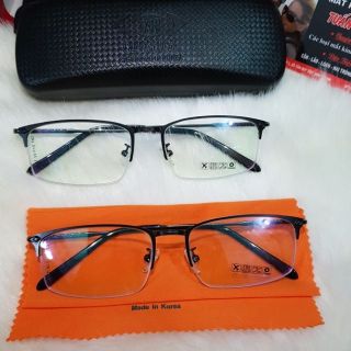 Gọng kính style hàn quốc nửa gọng thanh mảnh form VUÔNG tặng nước lau kính