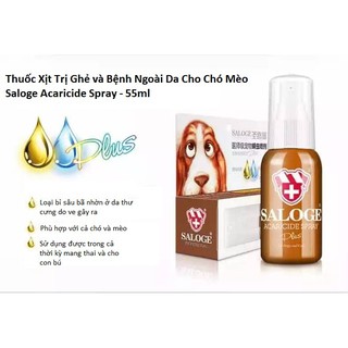 Thuốc Xịt Trị Ghẻ và Bệnh Ngoài Da Cho Chó Mèo Saloge Acaricide Spray - 55ml