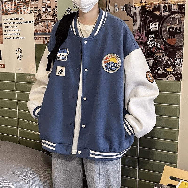 ÁO KHOÁC BOMBER NAM THỜI TRANG PHONG CÁCH HÀN PHỐI HAO TIẾT TRÒN VUÔNG TAM GIÁC