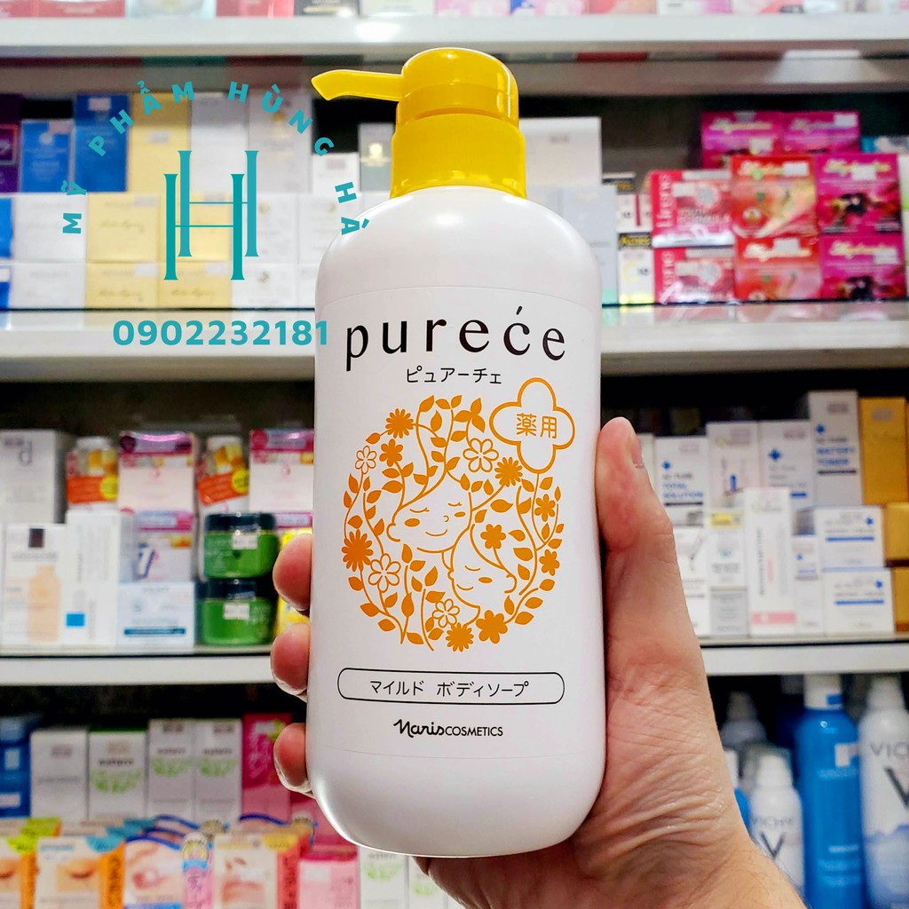 Sữa tắm Purece Naris, sữa tắm thiên nhiên, Nhật Bản, Purece Medicated Body Soap LS 550ml