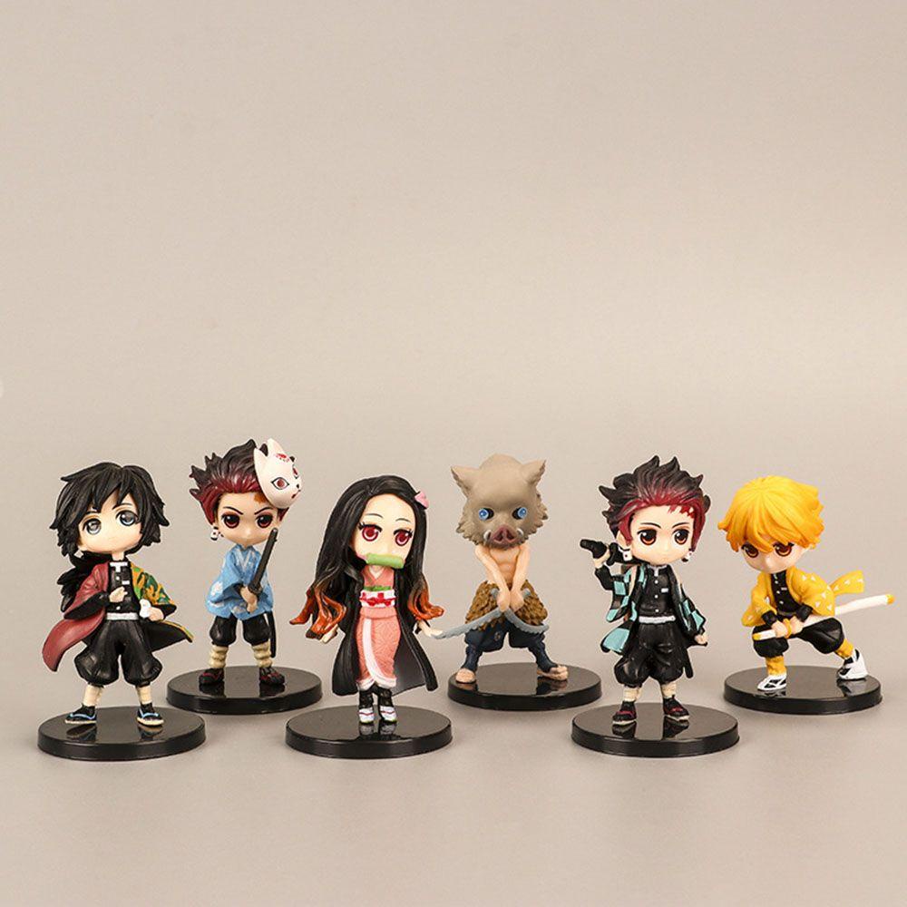 Set 6 Mô Hình Mô Phỏng Nhân Vật Hoạt Hình Demon Slayer Kimetsu No Yaiba