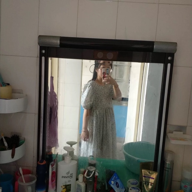 Đầm babydoll hoa tay bồng