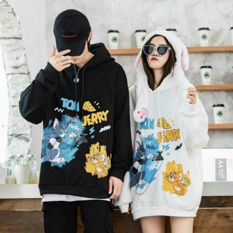 Áo Khoác Hoodie Nỉ Bông Tom &amp; Jerry  Form rộng Unisex Nam Nữ Couple thời trang kmg