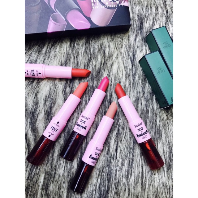 Son môi Sasimi Barbapapa 2 đầu 1 đầu son thỏi và 1 đầu son tint