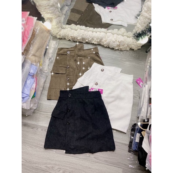 CHÂN VÁY CHÉO TÀ PHỐI NÚT XINH