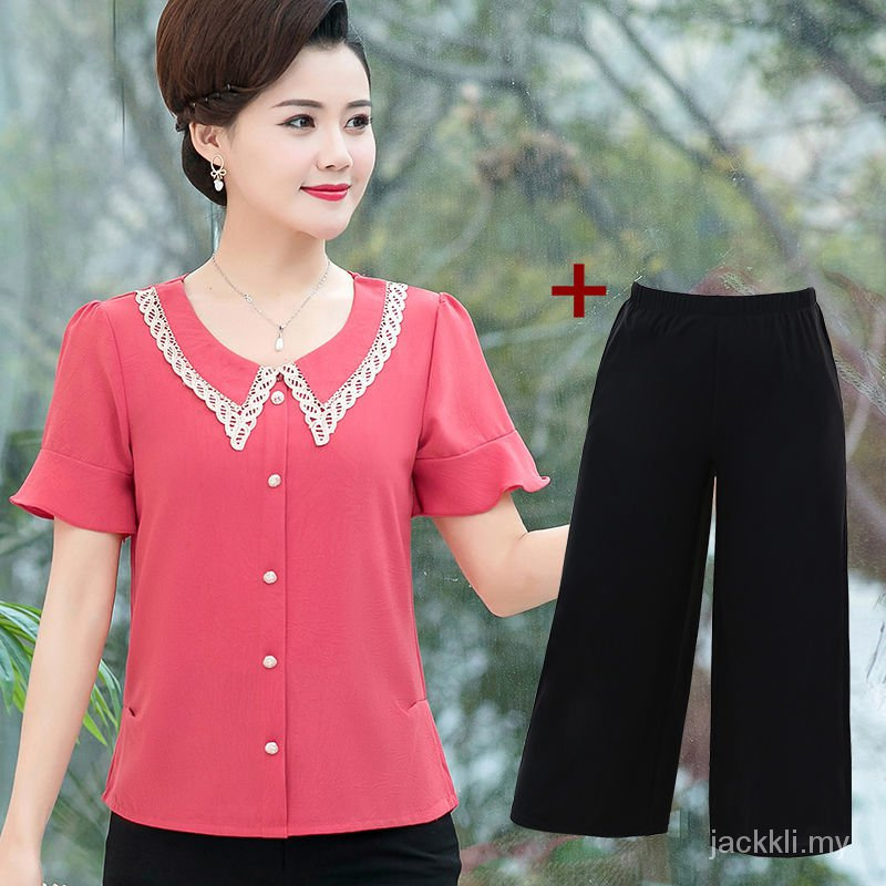 Áo Sơ Mi Chiffon Tay Ngắn Thời Trang Mùa Hè Cho Nữ 50 Tháng Tuổi