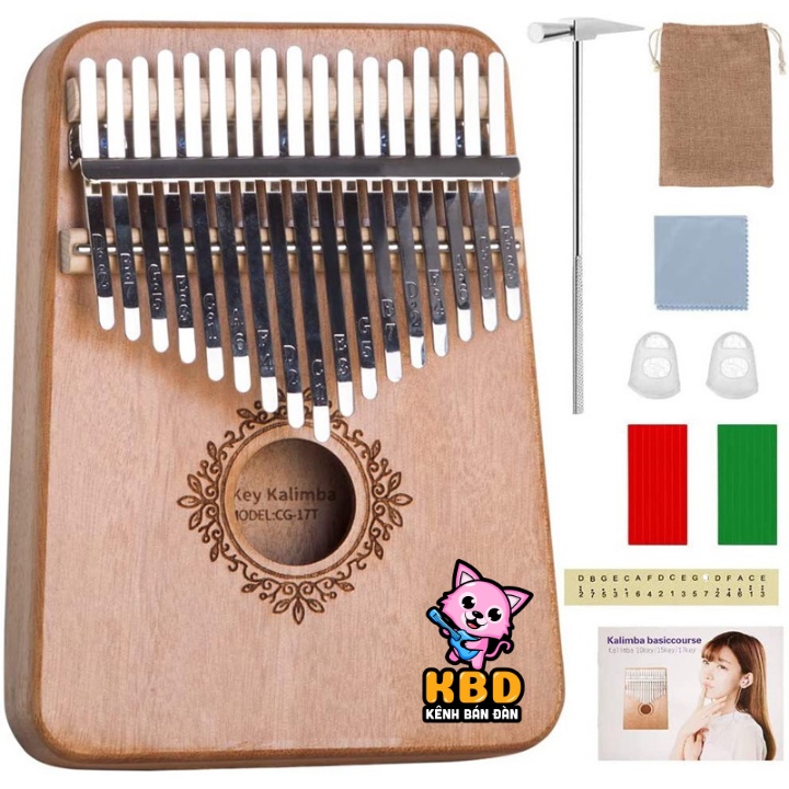 Đàn Kalimba gỗ mahogany 17 phím chuẩn kèm đủ phụ kiện (Búa chỉnh âm, dán nốt, túi đựng) MK K17-ML hươu