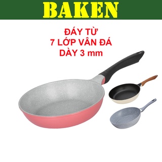 Chảo Chống Dính Vân Đá GREEN COOK GCP03 Màu Trắng / Hồng – GCP02 Màu Xám - Chảo Bếp Từ Chiên Xào Rán – BAKEN
