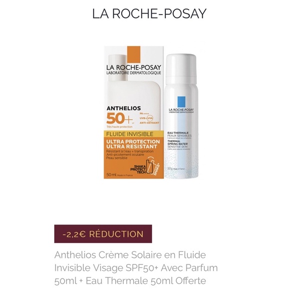 Set kem chống nắng LA ROCHE-POSAY Anthelios Invisible Fluid ( CÓ HƯƠNG) + xịt khoáng