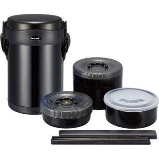 CAMEN INOX GIỮ NHIỆT 3 NGĂN PEACOOK NHẬT BẢN 1,8 LÍT KÈM TÚI ĐEO