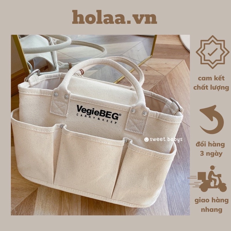 Túi Xách Balo Bỉm Sữa Size To 30*28*22cm Cho Mẹ Và Bé Vegiebag phong cách Hàn Quốc QCCC