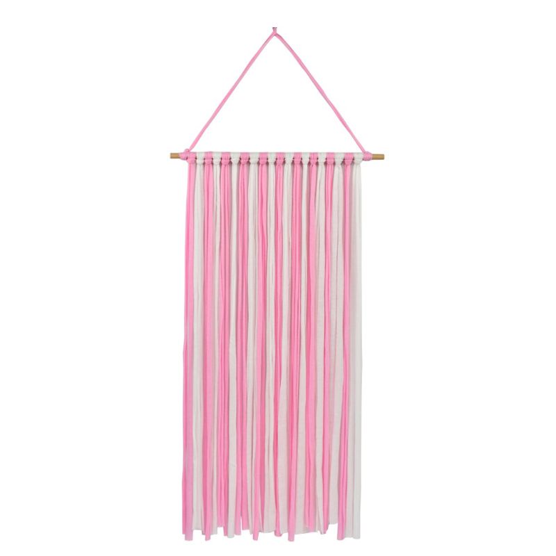 Giá Đỡ Kẹp Tóc Treo Tường Bằng Vải Dệt Phối Núm Tua Phong Cách Bohemian Dành Cho Bé Gái