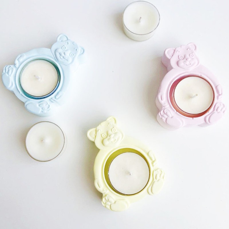 Khuôn silicone hình gấu dùng đúc giá đỡ nến sáp diy