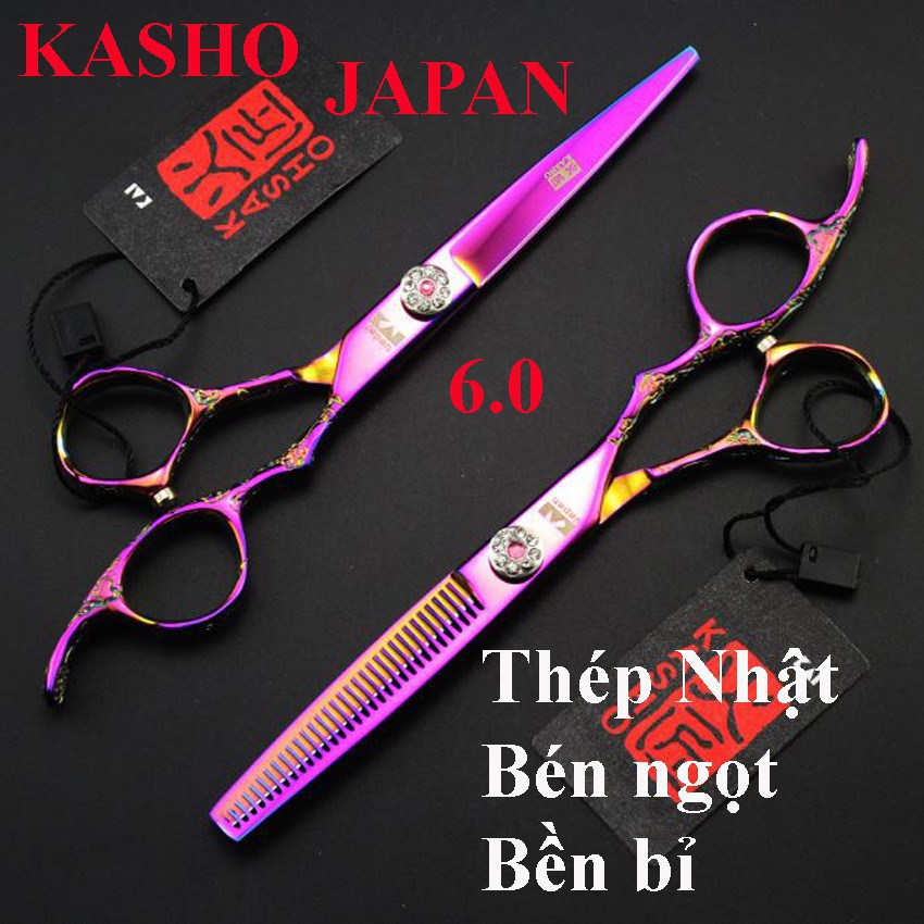 Bộ kéo cắt tóc nam cao cấp chuyên nghiệp Nhật  Kasho K3 ( Mua một bộ kéo được tặng bao da+lọ dầu+khóa kéo+2lược)