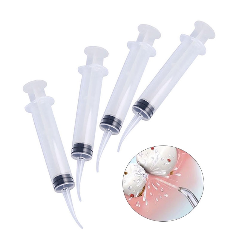 Bộ 3 Ống Tiêm Dùng Một Lần Kèm Đầu Ống Tiêm Cong Chăm Sóc Răng Miệng