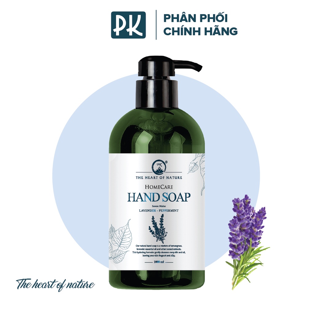 Nước rửa tay tinh dầu Bạc hà Oải hương PK 1000ml - An toàn cho bé, Dưỡng da cho mẹ