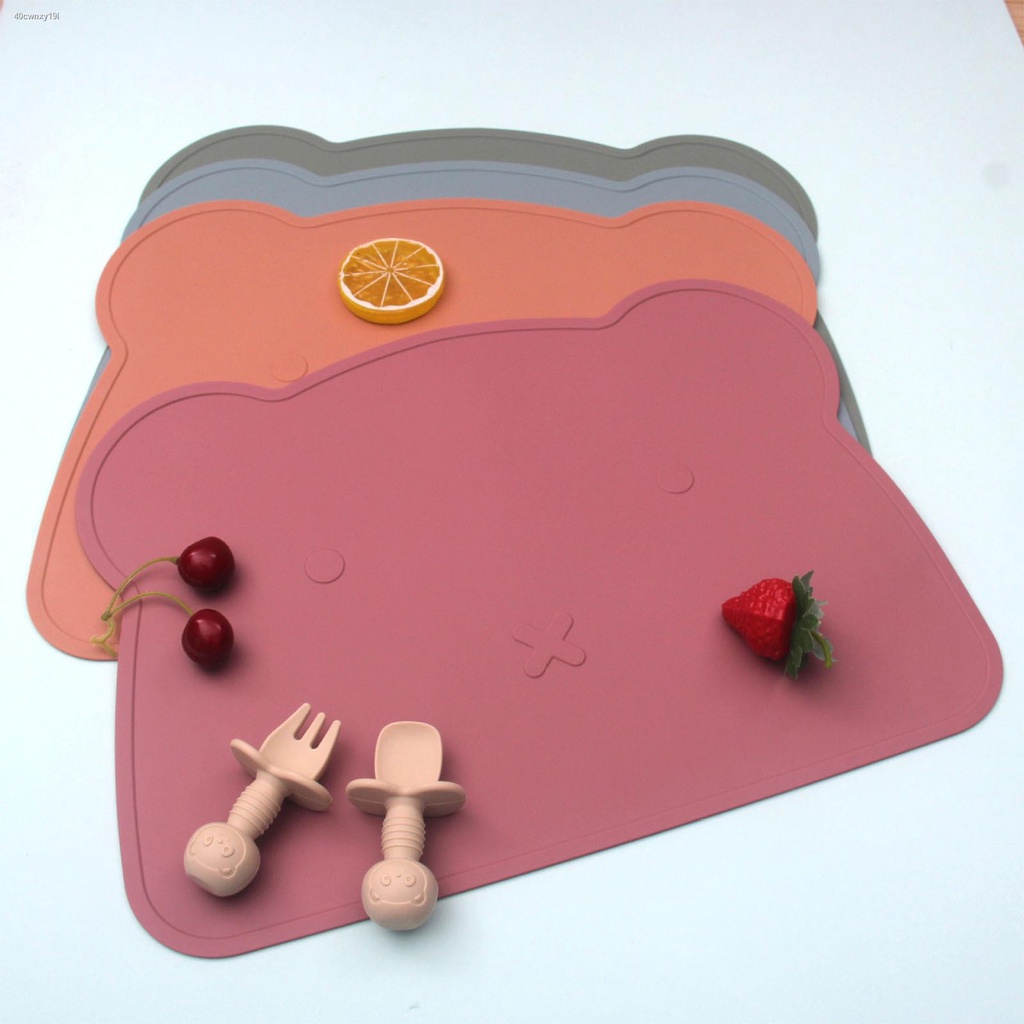 không thấm dầu◇☫Kawaii Cartoon Shape Placemat Silicone Không Trượt cho Bé Nơi dành cho Trẻ em Mat Bàn ăn có thể lau đượ